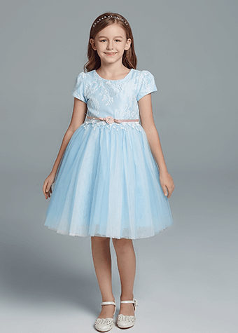 Kid dream flower girl dress girl tulle princess dress blue princess dress 