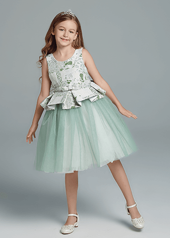 Fresh Style Kids Clothes Mint Green Flower Girl Dress Children's Party Dresses Sale