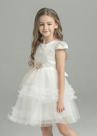 Manufacturer Hot Sell Ready Stock Short Sleeve Kids Princess Flower Girl Dresses
