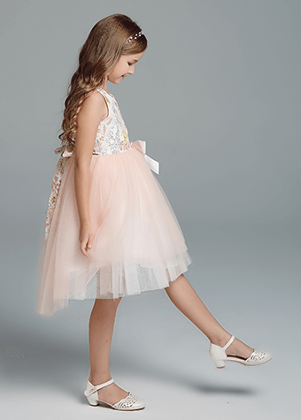 Children Kids Wedding Party Bowknot Pageant Party Gown Flower Girl Dress 