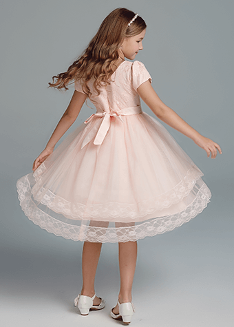 New Design Regular Satin Girls Party Dresses Pink Princess Costumes For Kids