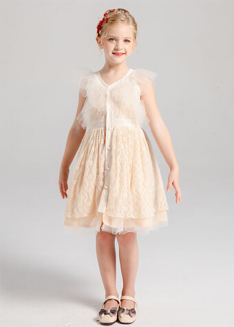 Wholesale Children Clothing Daily Wear Casual Style Lace Girl's Dresses 