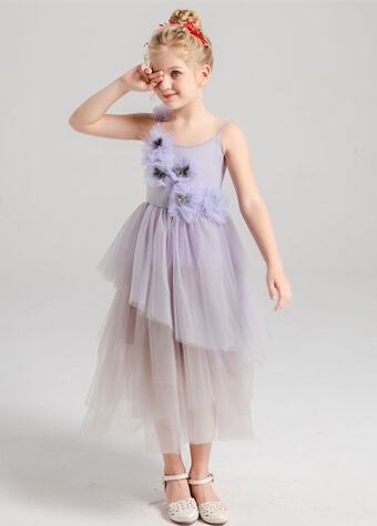 Infants & Toddlers Age Group and Breathable Feature Prom Modern Frock Lilac Baby Dress 