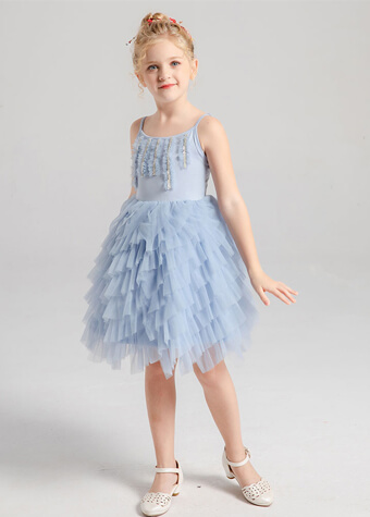 wholesale kids clothing baby clothes embroidered tulle fabric dress